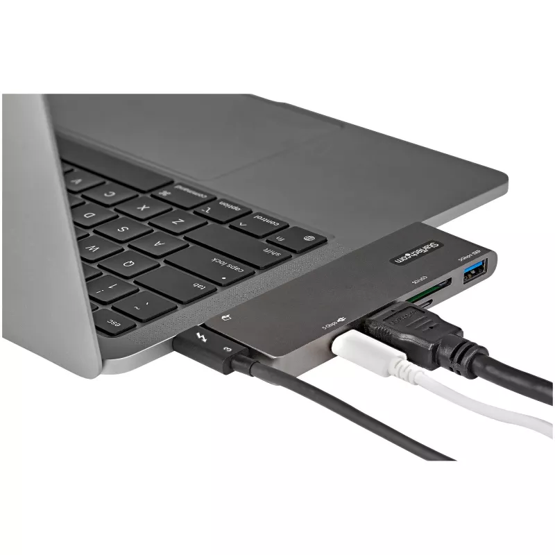 StarTech.com Adaptador multipuerto USB-C para MacBook Pro/Air – USB Type-C a 4K HDMI, 100 W Power Delivery Pass-Through, ranura SD/MicroSD, hub USB 3.0 de 2 puertos – Mini dock USB-C portátil