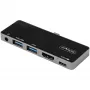 StarTech.com Adaptador multipuerto USB C – USB-C a 4K 60Hz HDMI 2.0, carga pasante 100W Power Delivery, hub USB 3.0 de 3 puertos, audio – Mini dock USB-C – Dock de viaje USB Type-C portátil