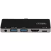 StarTech.com Adaptador multipuerto USB C – USB-C a 4K 60Hz HDMI 2.0, carga pasante 100W Power Delivery, hub USB 3.0 de 3 puertos, audio – Mini dock USB-C – Dock de viaje USB Type-C portátil