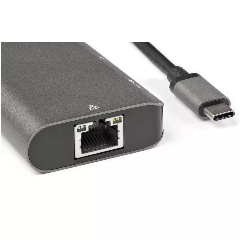 StarTech.com Adaptador multipuerto USB-C - Mini dock USB Type-C de 10 Gbit/s con 4K 30 Hz HDMI - 100 W Power Delivery Pass-Through - Hub USB de 3 puertos, GbE - Dock para portátil USB 3.1/3.2 Gen 2 - Cable de 25,4 cm