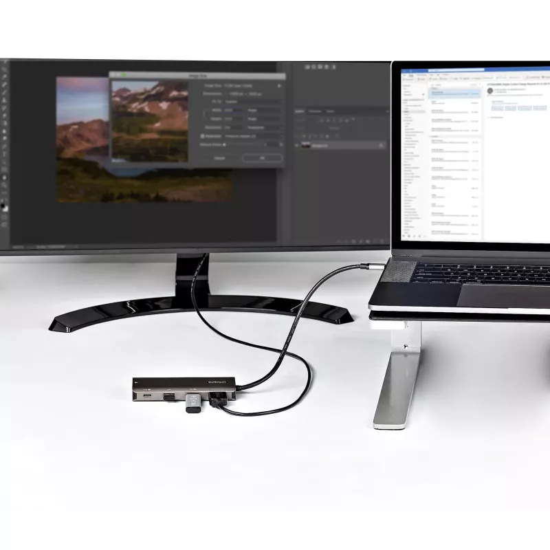 StarTech.com Adaptador multipuerto USB-C - Mini dock USB Type-C de 10 Gbit/s con 4K 30 Hz HDMI - 100 W Power Delivery Pass-Through - Hub USB de 3 puertos, GbE - Dock para portátil USB 3.1/3.2 Gen 2 - Cable de 25,4 cm