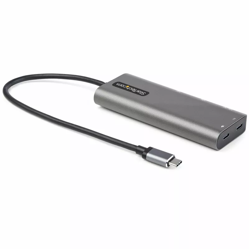 StarTech.com Adaptador multipuerto USB-C – USB-C a HDMI o Mini DisplayPort 4K 60Hz, 100W Power Delivery Pass-Through, hub USB de 4 puertos 10Gbps – Mini dock USB Type-C – con cable fijo de 12