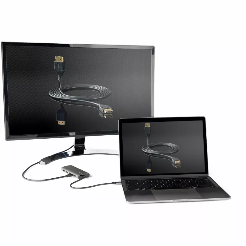 StarTech.com Adaptador multipuerto USB-C – USB-C a HDMI o Mini DisplayPort 4K 60Hz, 100W Power Delivery Pass-Through, hub USB de 4 puertos 10Gbps – Mini dock USB Type-C – con cable fijo de 12