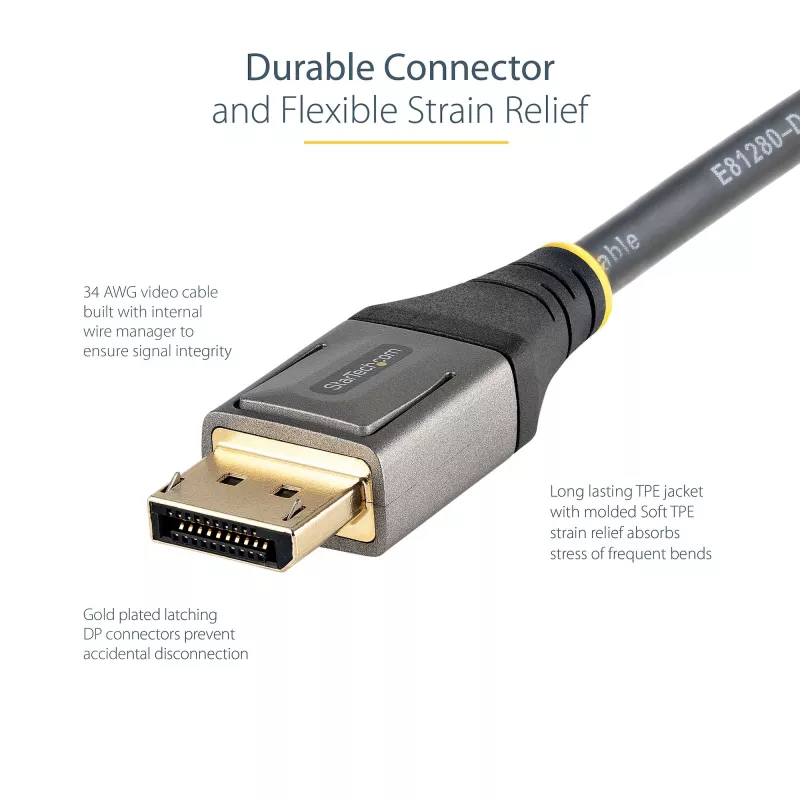StarTech.com Cable DisplayPort 1.4 certificado por VESA de 3m – 8K 60 Hz HDR10 – Vídeo Ultra HD 4K 120 Hz – Cable de DP 1.4 – para monitores/pantallas – Cable DisplayPort a DisplayPort – M/M