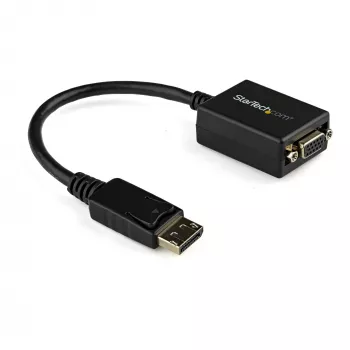 StarTech.com Adaptador DisplayPort a VGA - Convertidor activo DP a VGA - Vídeo 1080p - Certificado DisplayPort - Adaptador de cable de fuente DP/DP++ a monitor VGA - Conector DP con bloqueo