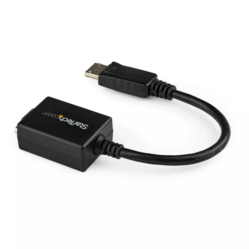StarTech.com Adaptador DisplayPort a VGA - Convertidor activo DP a VGA - Vídeo 1080p - Certificado DisplayPort - Adaptador de cable de fuente DP/DP++ a monitor VGA - Conector DP con bloqueo