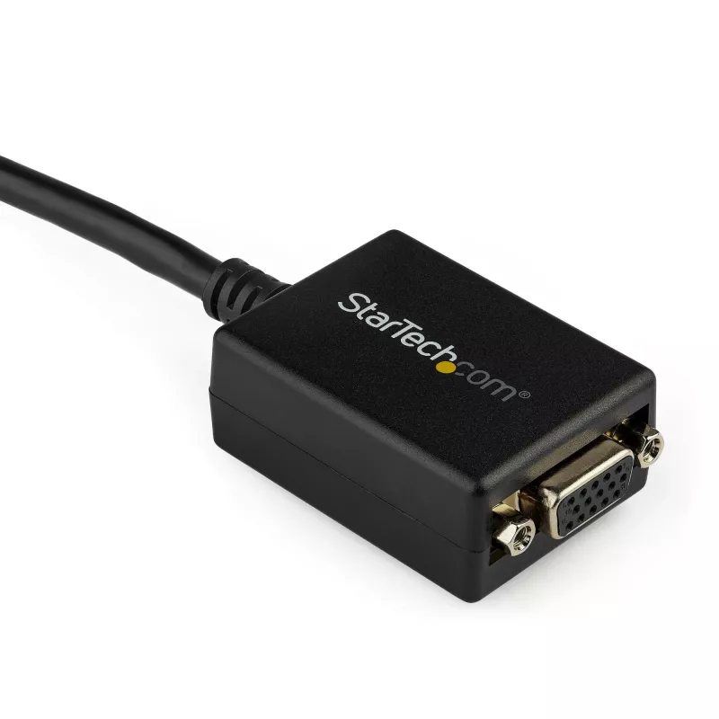 StarTech.com Adaptador DisplayPort a VGA - Convertidor activo DP a VGA - Vídeo 1080p - Certificado DisplayPort - Adaptador de cable de fuente DP/DP++ a monitor VGA - Conector DP con bloqueo