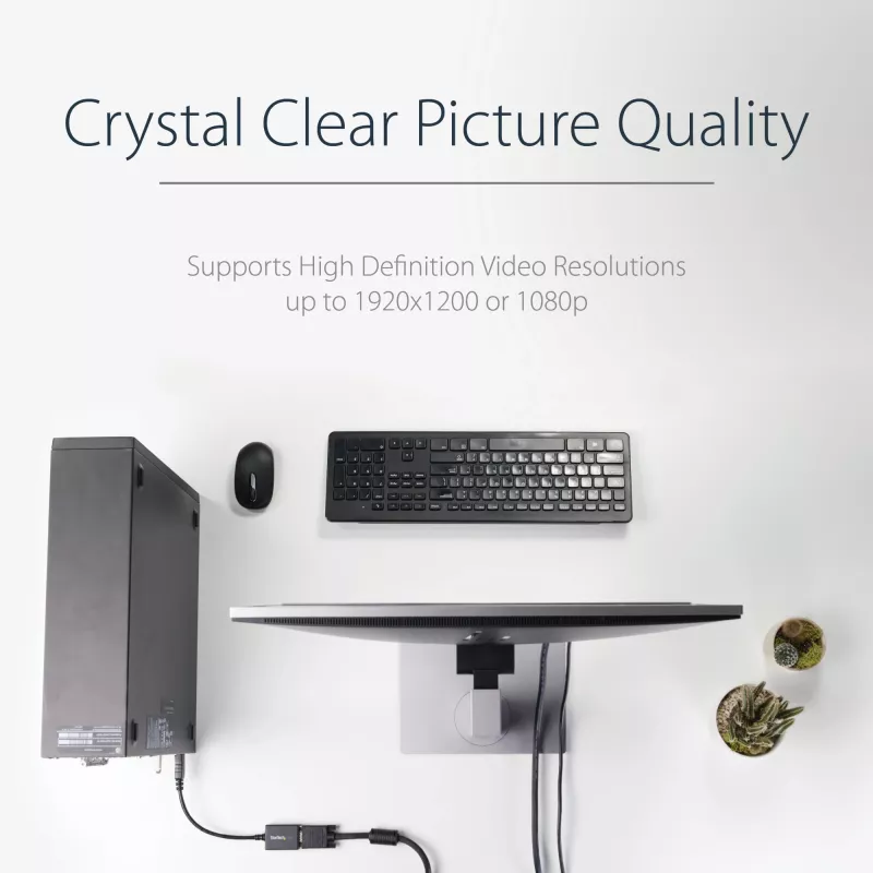 StarTech.com Adaptador DisplayPort a VGA - Convertidor activo DP a VGA - Vídeo 1080p - Certificado DisplayPort - Adaptador de cable de fuente DP/DP++ a monitor VGA - Conector DP con bloqueo