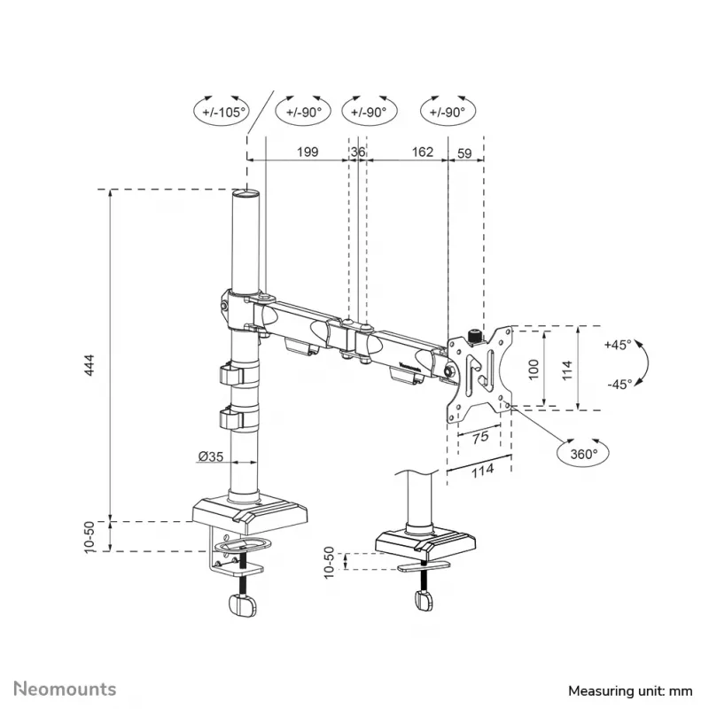 Neomounts DS60-600BL1 Soporte de monitor 10-32