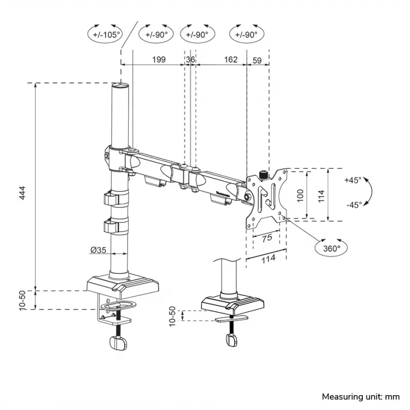 Neomounts DS60-600BL1 Soporte de monitor 10-32