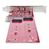 StarTech.com Tarjeta adaptadora dual M.2 PCIe SSD, PCIe x8 / x16 a SSD duales NVMe o AHCI M.2, PCI Express 4.0, 7,8 GBps/unidad, requiere bifurcación - Compatible con Windows/Linux