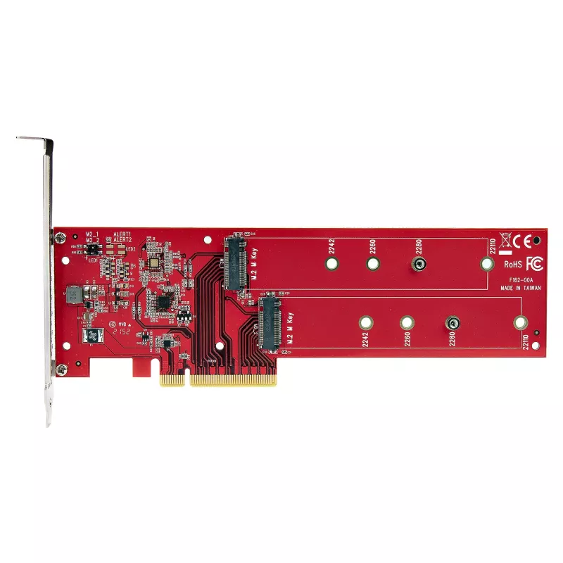 StarTech.com Tarjeta adaptadora dual M.2 PCIe SSD, PCIe x8 / x16 a SSD duales NVMe o AHCI M.2, PCI Express 4.0, 7,8 GBps/unidad, requiere bifurcación - Compatible con Windows/Linux