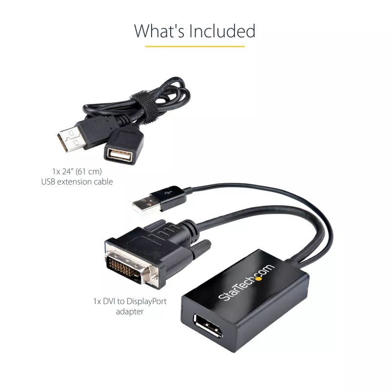 StarTech.com Adaptador DVI a DisplayPort – Alimentación por USB – 1920 x 1200 – Convertidor DVI a DisplayPort – Adaptador de vídeo – DVI-D a DP