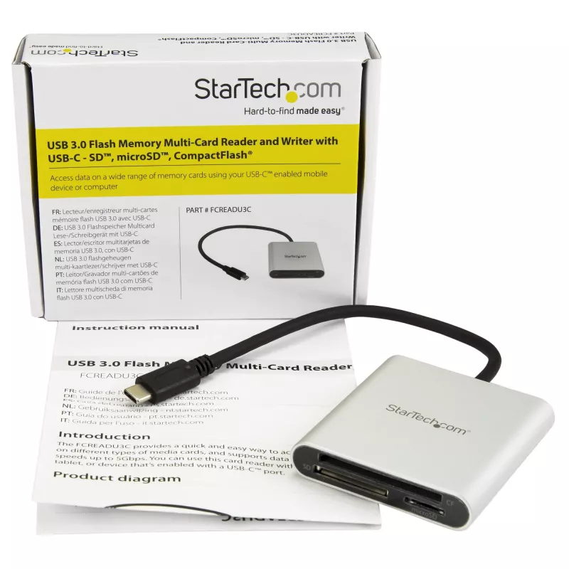 StarTech.com Lector/grabador multitarjetas USB 3.0 con USB-C - SD, microSD, CompactFlash