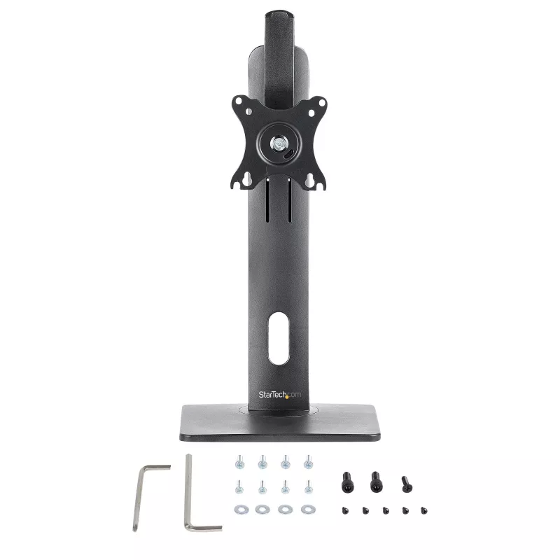 StarTech.com Soporte de monitor individual de pie – soporte de monitor de altura ajustable – para monitores VESA de hasta 32 inch (7 kg) – soporte de monitor ergonómico para el escritorio – inclinable/abatible/rotatorio