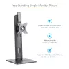 StarTech.com Soporte de monitor individual de pie – soporte de monitor de altura ajustable – para monitores VESA de hasta 32 inch (7 kg) – soporte de monitor ergonómico para el escritorio – inclinable/abatible/rotatorio