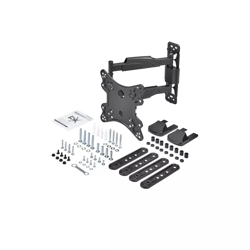 StarTech.com FPWARTB1M soporte de pared para TV completamente articulado, brazo articulado, para pantallas VESA de 32-55 pulgadas, hasta 35 kg (77 lb), giro +90/-90, acero, negro