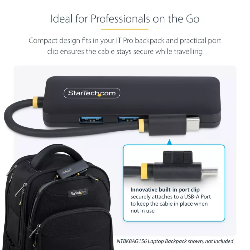 Hub USB-C de 4 puertos StarTech.com, 5 Gbit/s, USB-C a 4x USB-A, alimentado por bus, mini hub de viaje compacto, splitter USB 3.0 multipuerto, hub portátil, protección contra sobrecorriente