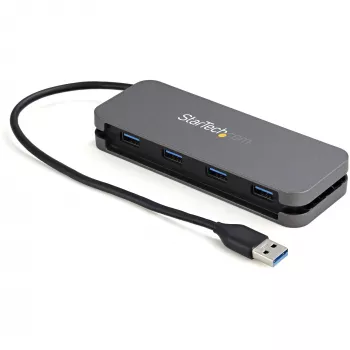 StarTech.com Hub USB 3.0 de 4 puertos - USB-A a 4x USB-A - Hub USB 3.1 Gen 1 Tipo A portátil SuperSpeed 5Gbps - alimentado por bus USB - Hub USB para portátil/sobremesa con cable largo de 28 cm y gestión de cables~Hub USB 3.0 de 4 puertos - USB-A a 4x USB-A - Hub USB 3.2 Gen 1 Tipo A portátil SuperSpeed 5Gbps - alimentado por bus USB - Hub USB para portátil/sobremesa con cable largo de 28 cm y