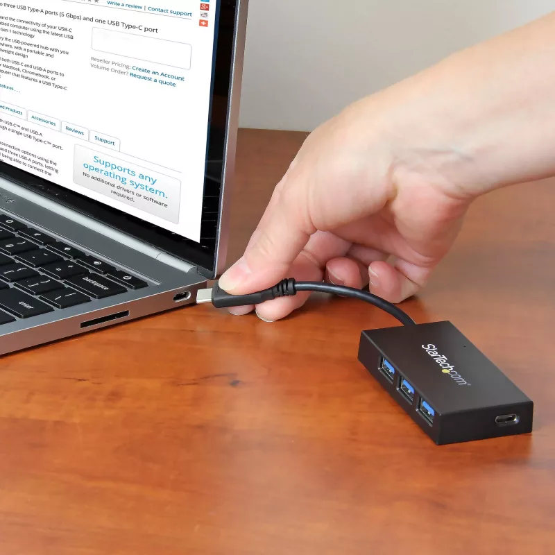 Hub USB-C de 4 puertos StarTech.com - USB-C a 1x USB-C y 3x USB-A - Hub USB 3.0~Hub USB-C de 4 puertos - USB-C a 1x USB-C y 3x USB-A - Hub USB 3.0 - 5 Gbit/s