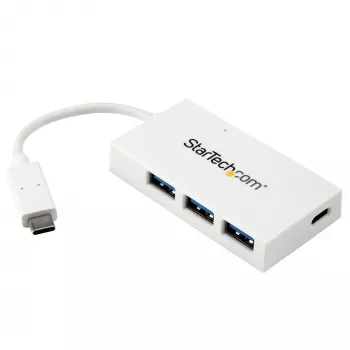 Hub USB-C de 4 puertos StarTech.com con 1x USB-C y 3x USB-A (SuperSpeed 5 Gbit/s) – alimentado por bus USB – hub adaptador USB 3.0 portátil/para portátil – hub USB 3.2 Gen 1 Type-C – blanco~Hub USB-C de 4 puertos con 1x USB-C y 3x USB-A (SuperSpeed 5 Gbit/s) – alimentado por bus USB – hub adaptador USB 3.0 portátil/para portátil – hub USB 3.2 Gen 1 Type-C – blanco
