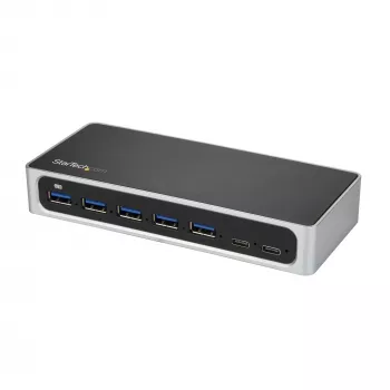 Hub USB C de 7 puertos StarTech.com con puerto de carga rápida – USB-C a 5x USB-A 2x USB-C (USB 3.0 SuperSpeed 5 Gbit/s) – hub USB 3.2 Gen 1 Type-C autoalimentado con fuente de alimentación – hub para sobremesa/portátil