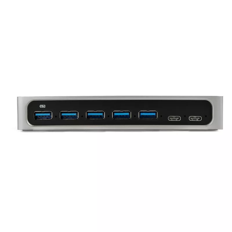 StarTech.com HB30C5A2CSC hub USB-C de 7 puertos, de USB-C a 5x USB-A + 2x USB-C, USB 3.0, puerto de carga rápida, alimentado