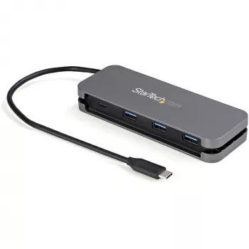 StarTech.com Hub USB C de 4 puertos - 3x USB-A/1x USB-C - Hub USB 3.0 Tipo C de 5Gbps (3.2/3.1 Gen 1) - alimentado por bus - Hub adaptador portátil USB-C a USB-A - Cable de 28,5 cm (11,2 pulgadas) con gestión de cables~Hub USB C de 4 puertos - 3x USB-A/1x USB-C - Hub USB 3.0 Tipo C - USB 3.2 Gen 1 (5 Gbit/s) - alimentado por bus - Hub adaptador portátil USB-C a USB-A - Cable de 11,2 pulgadas