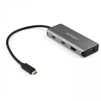 Hub USB C de 4 puertos StarTech.com con 2x USB A y 2x USB C – SuperSpeed 10 Gbit/s Hub USB Type-C 3.1/3.2 Gen 2 – alimentación por bus USB – Hub adaptador USB-C a USB portátil – aluminio – cable de 25 cm (9,8
