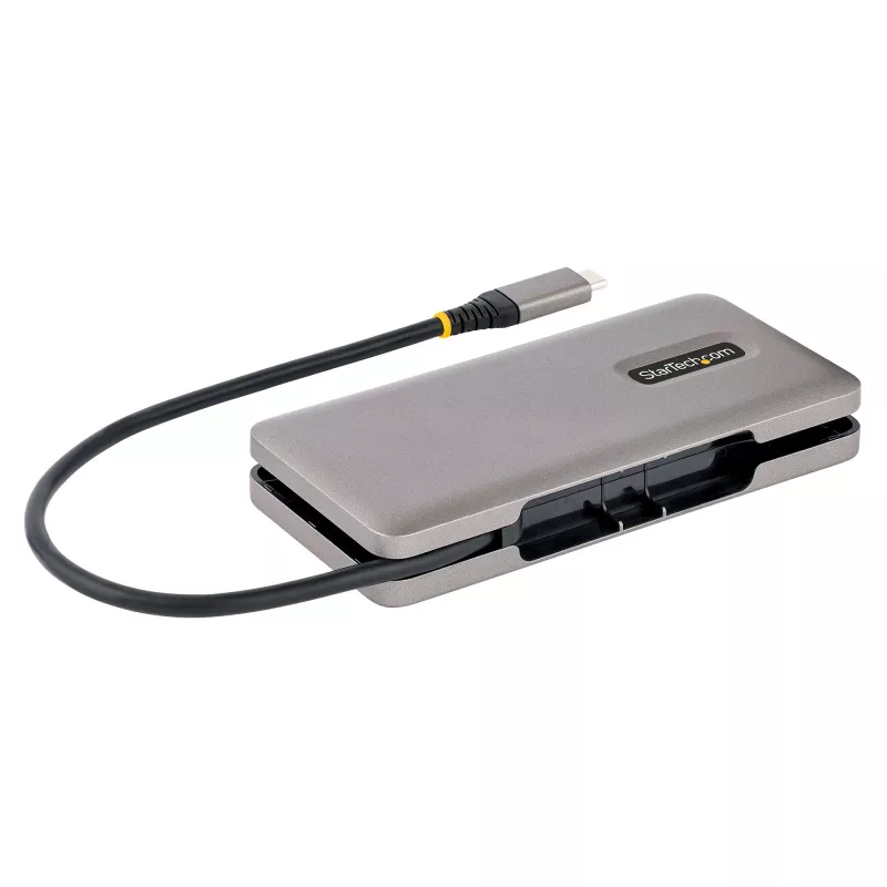StarTech.com HB31CM1A3CB hub USB-C de 4 puertos, 1x USB-A + 3x USB-C, USB 3.2 Gen 2 10 Gbps, alimentado por bus, cable envolvente de 25 cm (9,8 pulgadas)