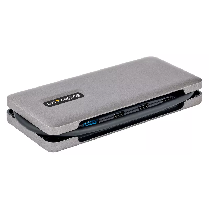 StarTech.com HB31CM1A3CB hub USB-C de 4 puertos, 1x USB-A + 3x USB-C, USB 3.2 Gen 2 10 Gbps, alimentado por bus, cable envolvente de 25 cm (9,8 pulgadas)