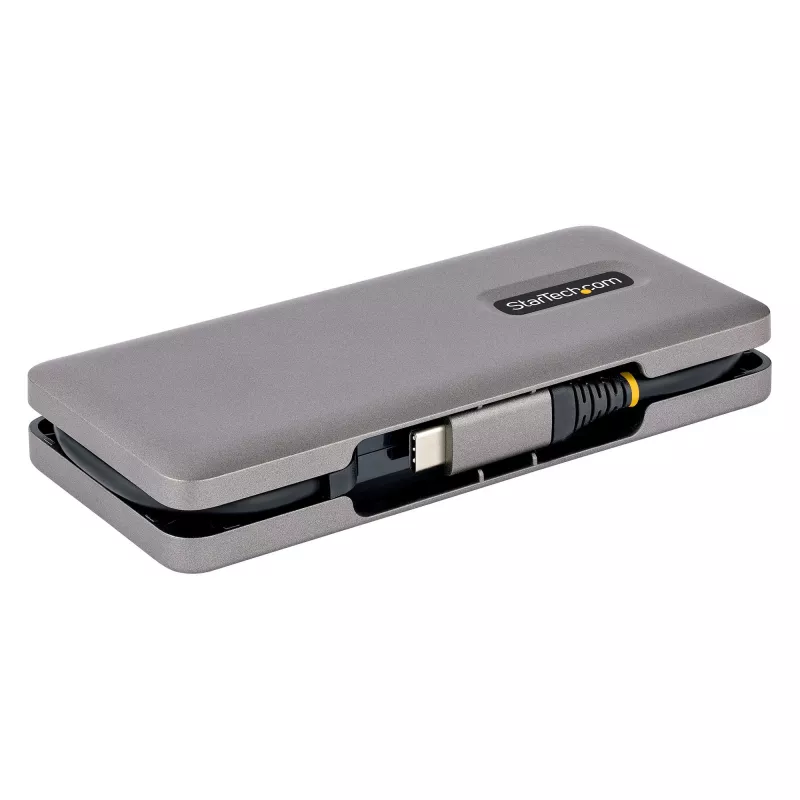 StarTech.com HB31CM1A3CB hub USB-C de 4 puertos, 1x USB-A + 3x USB-C, USB 3.2 Gen 2 10 Gbps, alimentado por bus, cable envolvente de 25 cm (9,8 pulgadas)