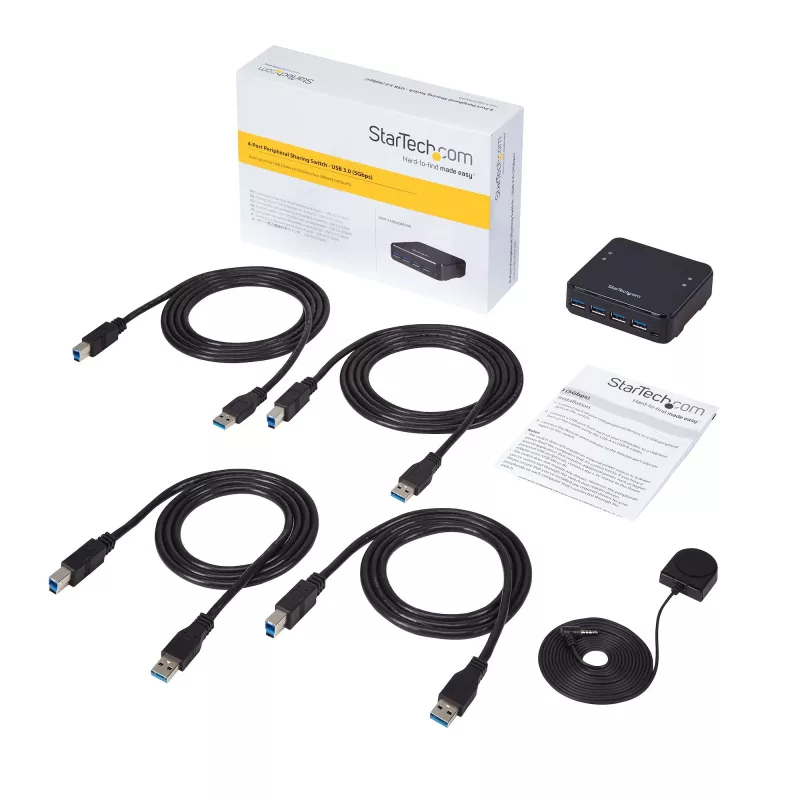 Caja conmutadora de periféricos USB 3.0 de 4 a 4 StarTech.com, 5 Gbit/s, Micro-USB Type-B, negro, plástico, CE, FCC, REACH, 0 - 40 °C