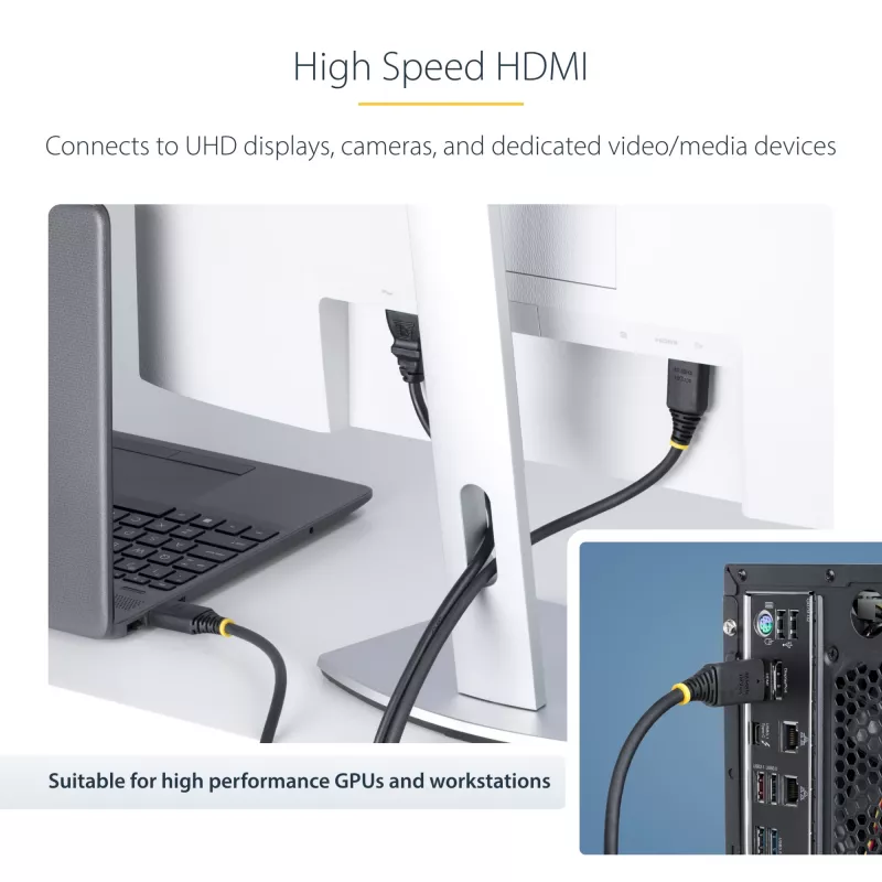 Cable HDMI de alta velocidad de 30cm (1ft) StarTech.com, 4K 60Hz/1440p 144Hz, HDR10/HDCP 2.2/ARC, 18Gbps, cable HDMI UHD 2.0 para TV/monitor/pantalla, funda TPE