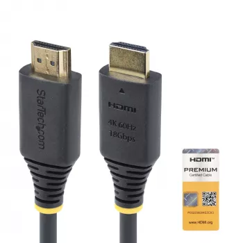 StarTech.com Cable HDMI Premium Certified High Speed de 3 m (10ft), 4K 60Hz/1440p 144Hz, HDR10/HDCP 2.2/ARC, 18Gbps, cable HDMI 2.0 UHD para TV/monitor/pantalla, funda TPE