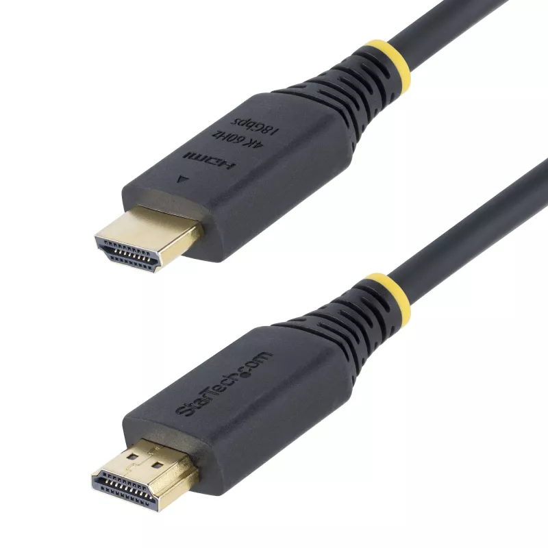 Cable HDMI de alta velocidad premium certificado de 4 m (13 ft) StarTech.com, 4K 60Hz/1440p 144Hz, HDR10/HDCP 2.2/ARC, 18 Gbit/s, cable HDMI UHD 2.0 para TV/monitor/pantalla, funda TPE