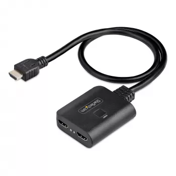 Splitter HDMI de 2 puertos StarTech.com, vídeo HDMI 2.0 4K 60Hz, splitter HDMI 4K 1 entrada 2 salidas, splitter de pantalla/salida HDMI 1x2, HDR/HDCP, cable HDMI integrado de 50 cm