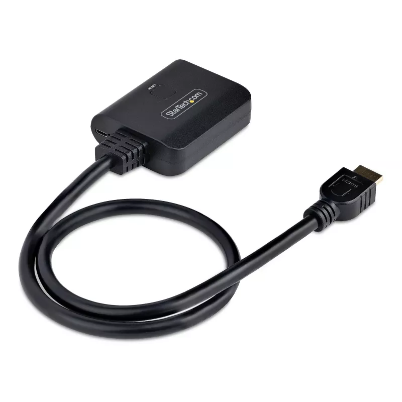 Splitter HDMI de 2 puertos StarTech.com, vídeo HDMI 2.0 4K 60Hz, splitter HDMI 4K 1 entrada 2 salidas, splitter de pantalla/salida HDMI 1x2, HDR/HDCP, cable HDMI integrado de 50 cm