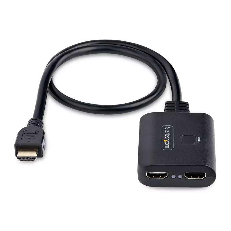 Splitter HDMI de 2 puertos StarTech.com, vídeo HDMI 2.0 4K 60Hz, splitter HDMI 4K 1 entrada 2 salidas, splitter de pantalla/salida HDMI 1x2, HDR/HDCP, cable HDMI integrado de 50 cm