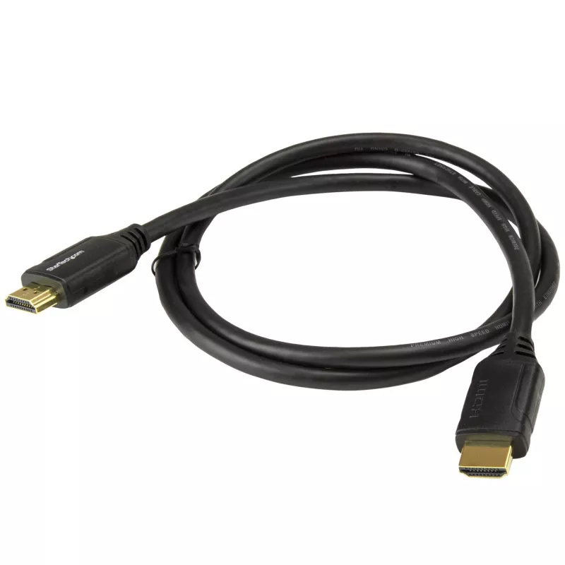 StarTech.com HDMM1MP cable HDMI 2.0 High Speed Premium certificado con Ethernet de 1 m (3 pies), 4K 60 Hz, HDR, macho a macho, negro