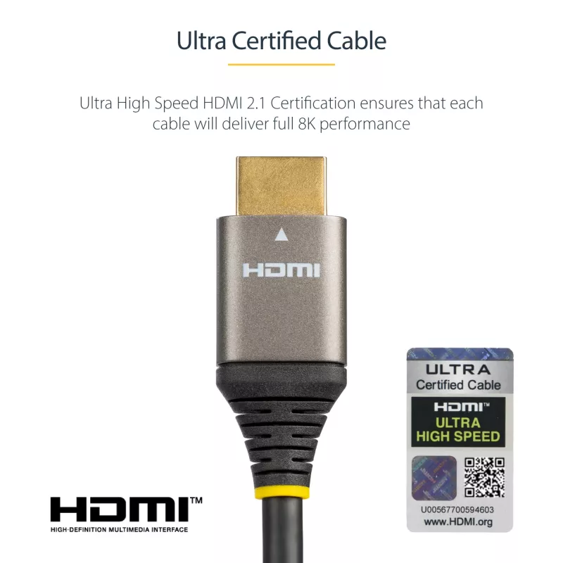 Cable HDMI 2.1 de 10ft (3m) 8K StarTech.com – cable HDMI Ultra High Speed certificado 48 Gbit/s – 8K 60Hz/4K 120Hz HDR10+ eARC – cable HDMI Ultra HD 8K – monitor/TV/pantalla – funda TPE flexible