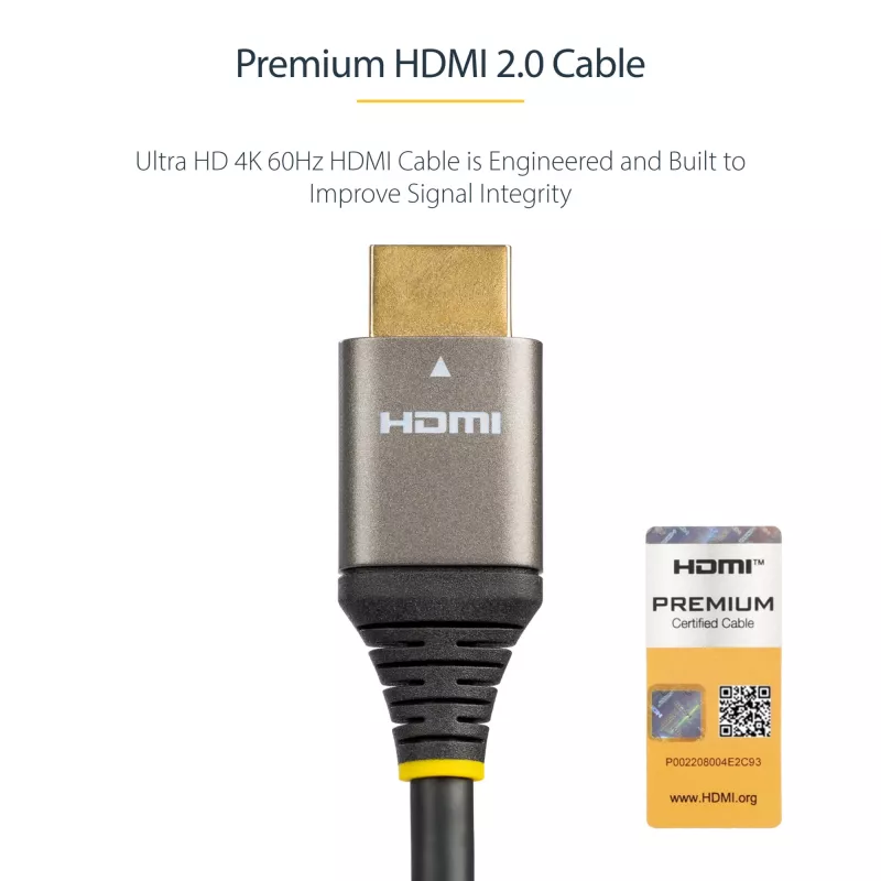 Cable HDMI 2.0 premium certificado de 1 m StarTech.com – cable HDMI High Speed Ultra HD 4K 60Hz con Ethernet – HDR10, ARC – cable de vídeo HDMI UHD – para monitores UHD, televisores, pantallas – M/M