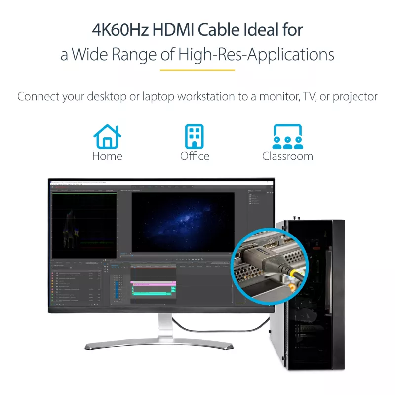 Cable HDMI 2.0 premium certificado de 3m StarTech.com – cable HDMI High Speed Ultra HD 4K 60Hz con Ethernet – HDR10, ARC – cable de vídeo HDMI UHD – para monitores UHD, TVs, pantallas – M/M