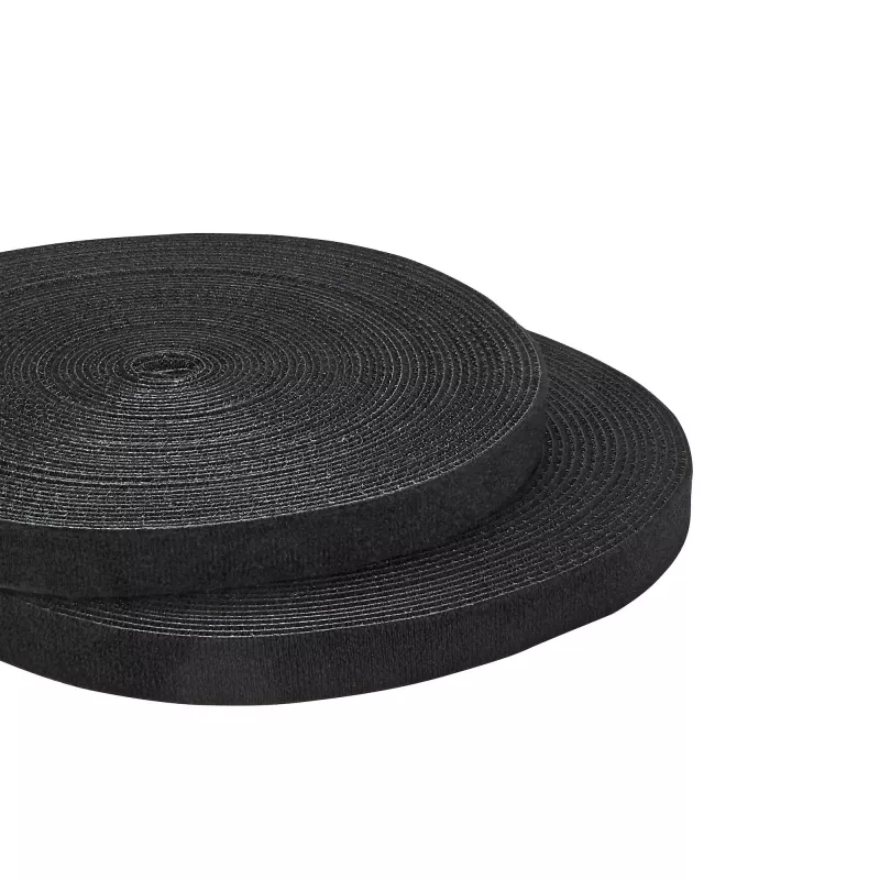 Rollo de cinta de velcro de 100 ft StarTech.com – bridas reutilizables para cortar – cinta industrial de sujeción de cables en gran formato / envoltura textil ajustable negra / cintas de gestión de cables autoadhesivas reutilizables