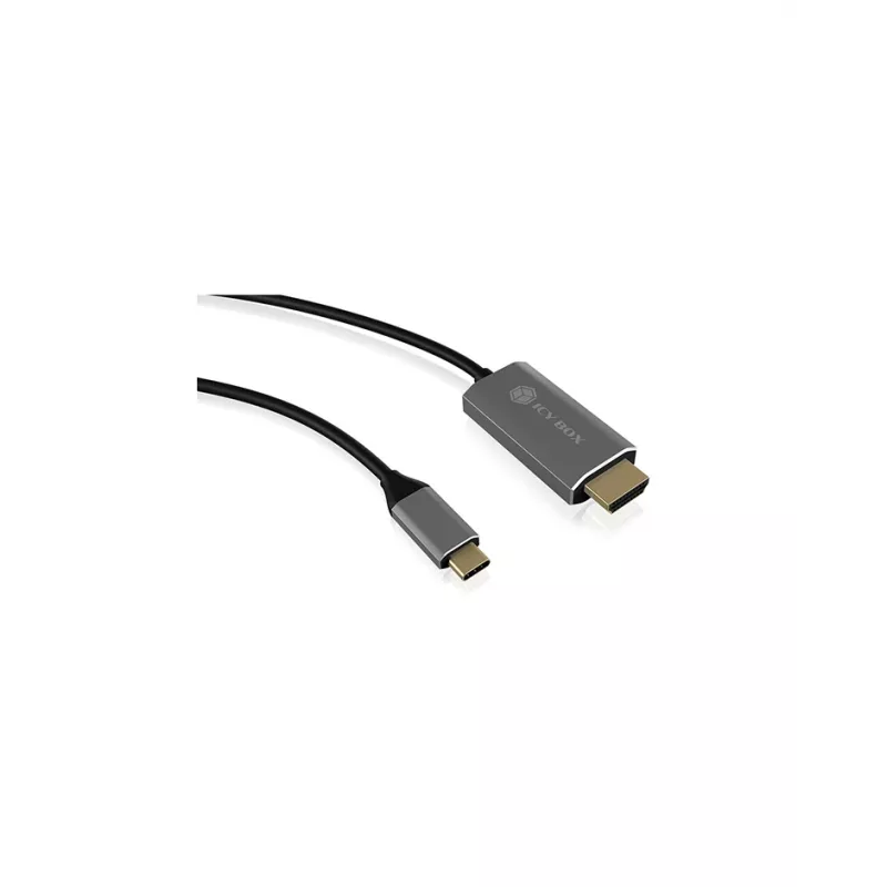 Icy Box IB-CB020-C cable USB Type-C a HDMI, 1,8 m, 4K 60 Hz, negro/plateado