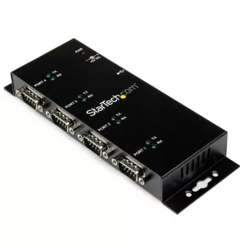 StarTech.com Hub adaptador USB a serie DB9 RS232 de 4 puertos – Montaje industrial en carril DIN y pared