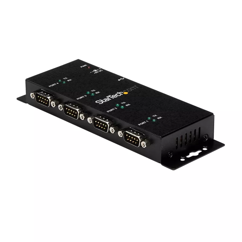 StarTech.com Hub adaptador USB a serie DB9 RS232 de 4 puertos – Montaje industrial en carril DIN y pared