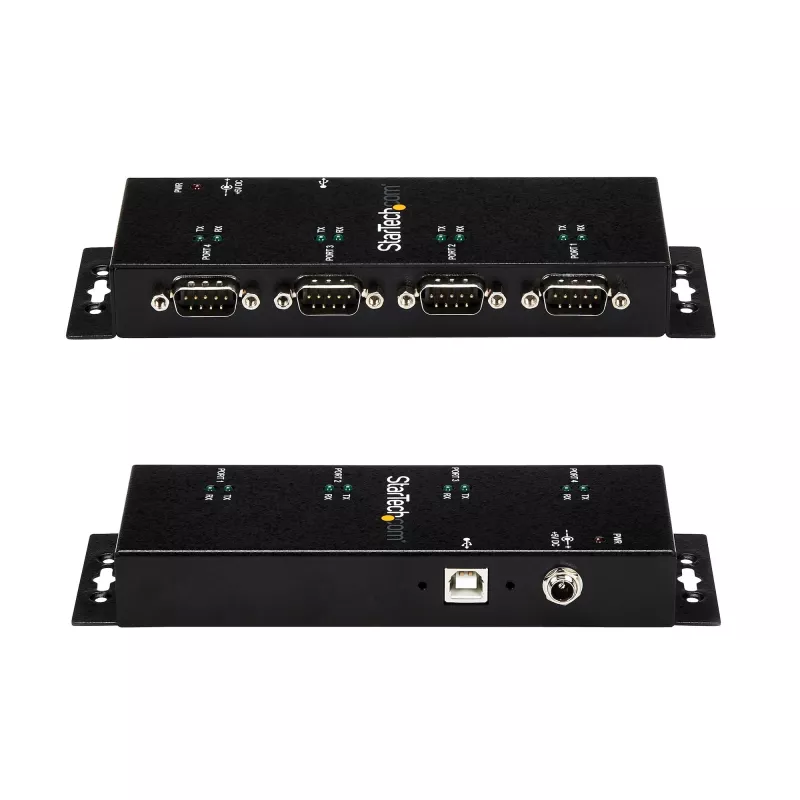StarTech.com Hub adaptador USB a serie DB9 RS232 de 4 puertos – Montaje industrial en carril DIN y pared