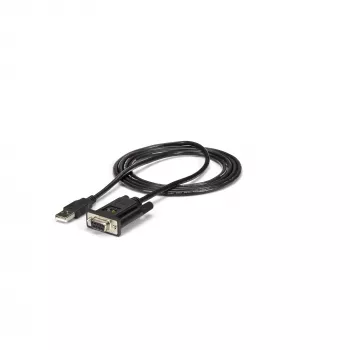 StarTech.com Adaptador USB a serie RS232 de 6ft (1,8m) de 1 puerto, cable adaptador serie DCE FTDI DB9, null modem, USB 2.0 - TAA