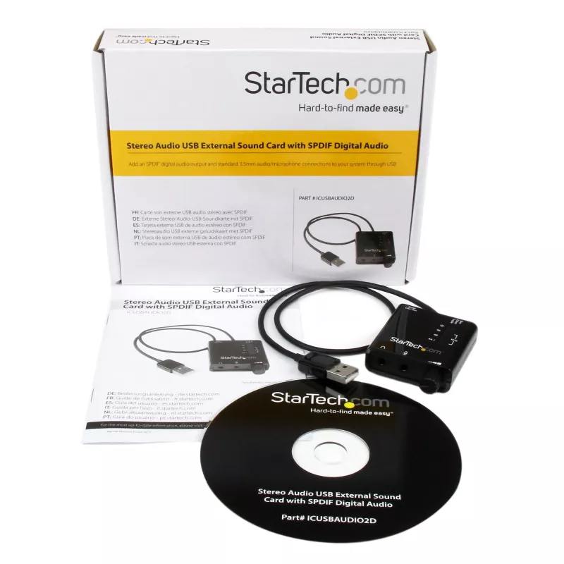StarTech.com Adaptador de audio estéreo USB tarjeta de sonido externa con audio digital SPDIF y micrófono estéreo